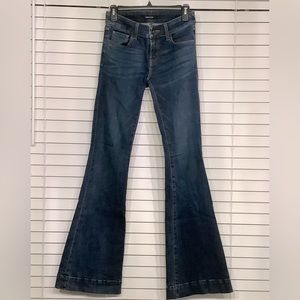 J Brand flare leg jeans, size 25, inseam 35, dark rinse